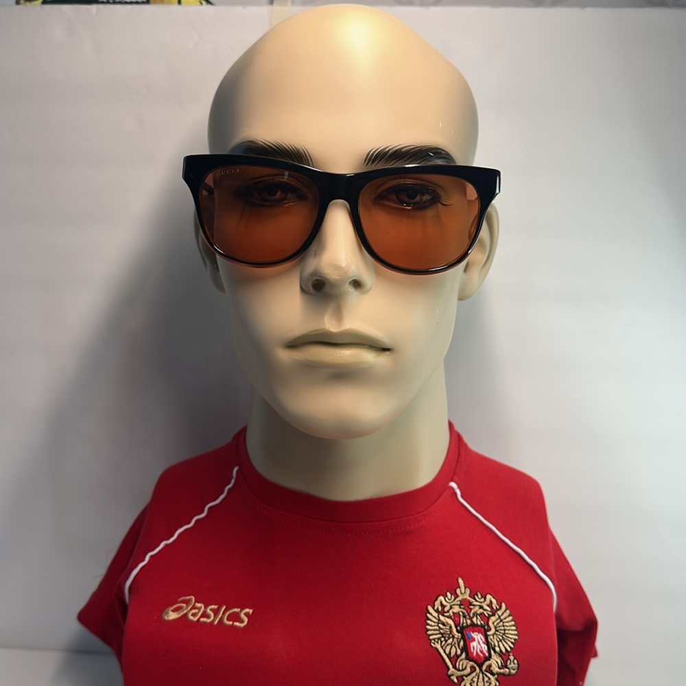 Gucci Sunglasses Men's GG0980S 002 Black/Orange Lenses - Picture 3 of 13